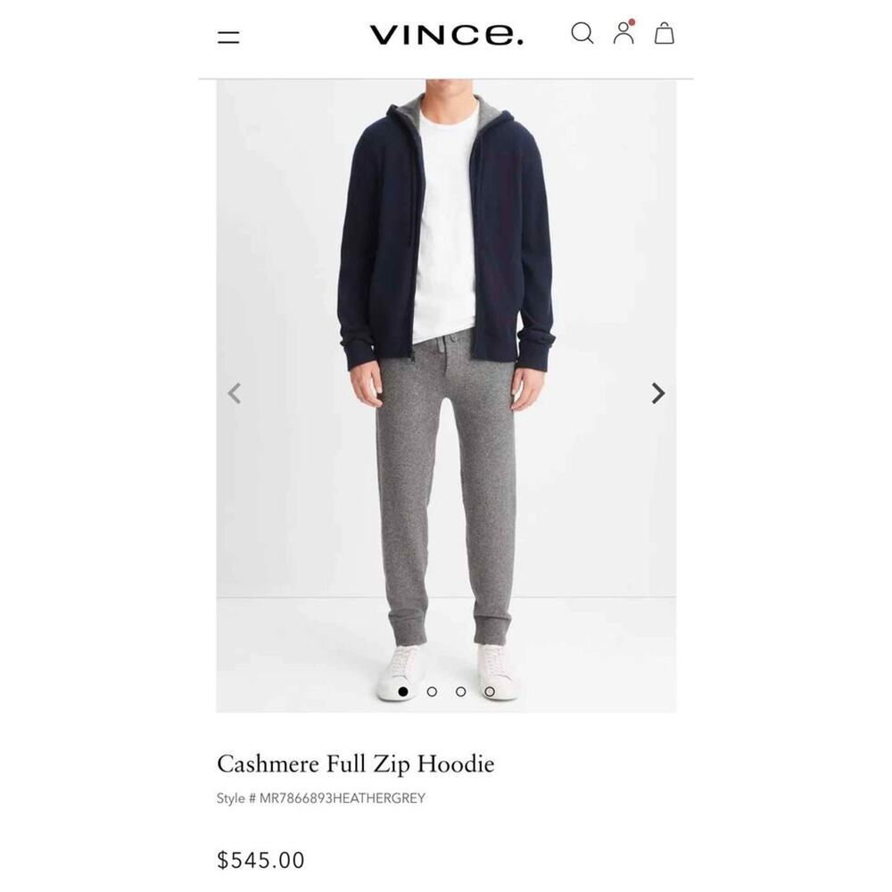 Vince - Men's Cashmere Hoodie - Dark Navy - Large